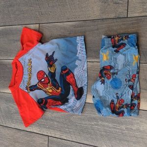 Marvel Spider-Man Pajamas 4T Girls 2 Piece Short Sleeve Pajama Set Red Blue